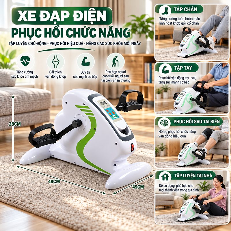 Chức năng xe đạp tập điện phục hồi chức năng WE3
