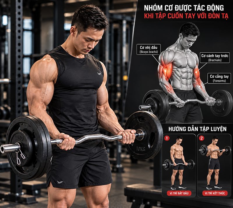 Bài tập tay trước với đòn tạ chữ Z phi 27