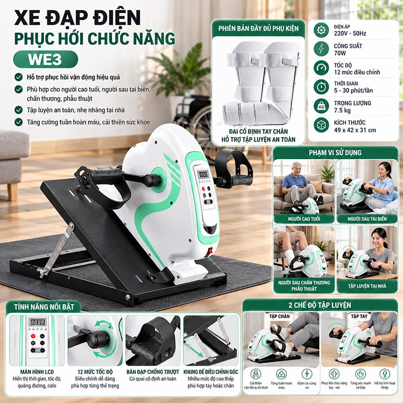 Xe đạp điện tập phục hồi chức năng WE3
